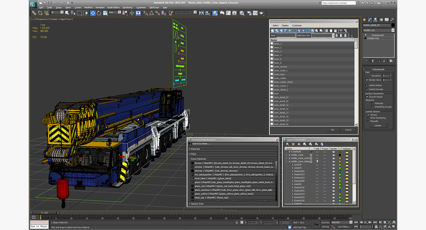 3D model Heavy Duty Mobile Crane Rigged
