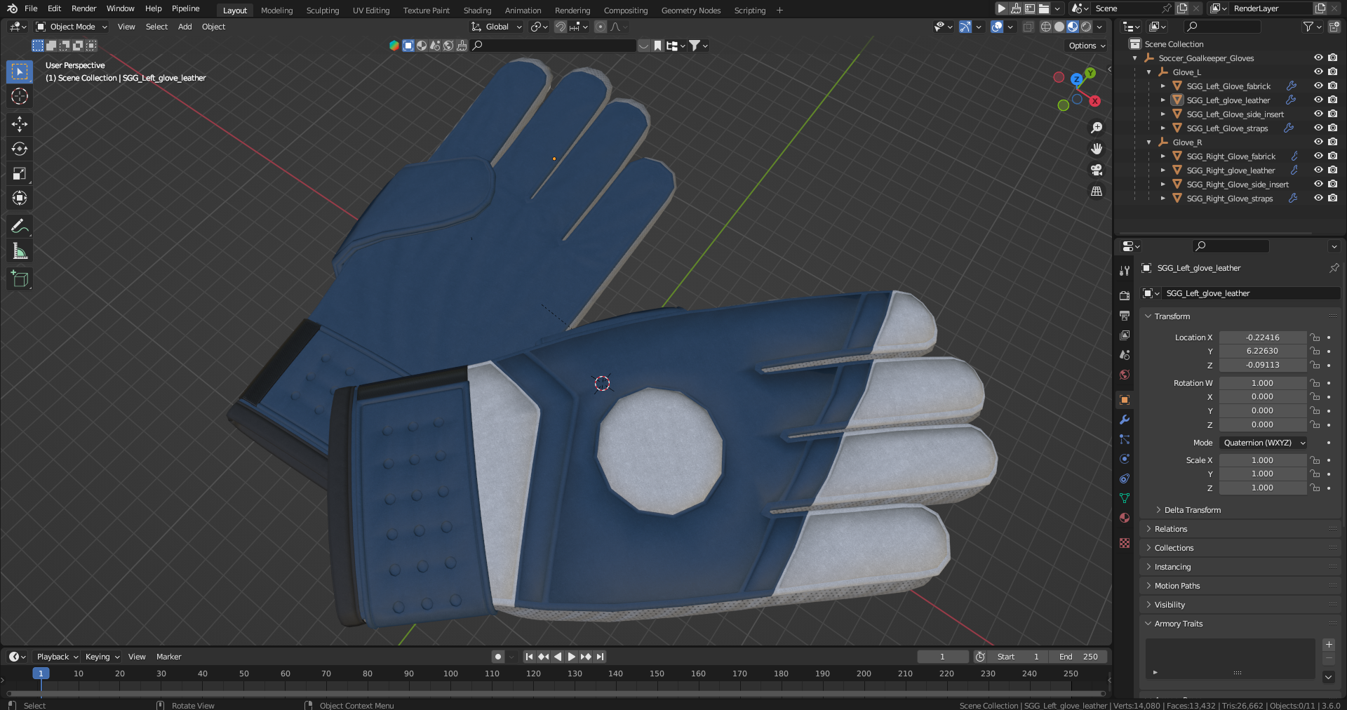 Soccer Goalkeeper Gloves 3D model