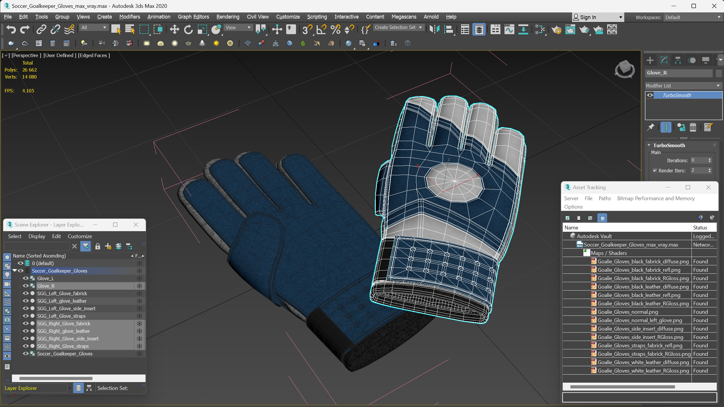 Soccer Goalkeeper Gloves 3D model