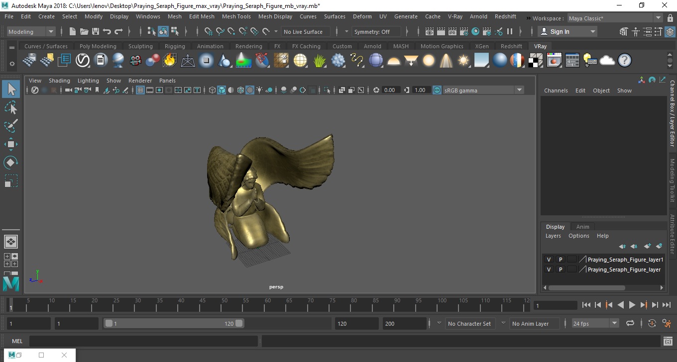 Praying Seraph Figure for 3D Print 3D model