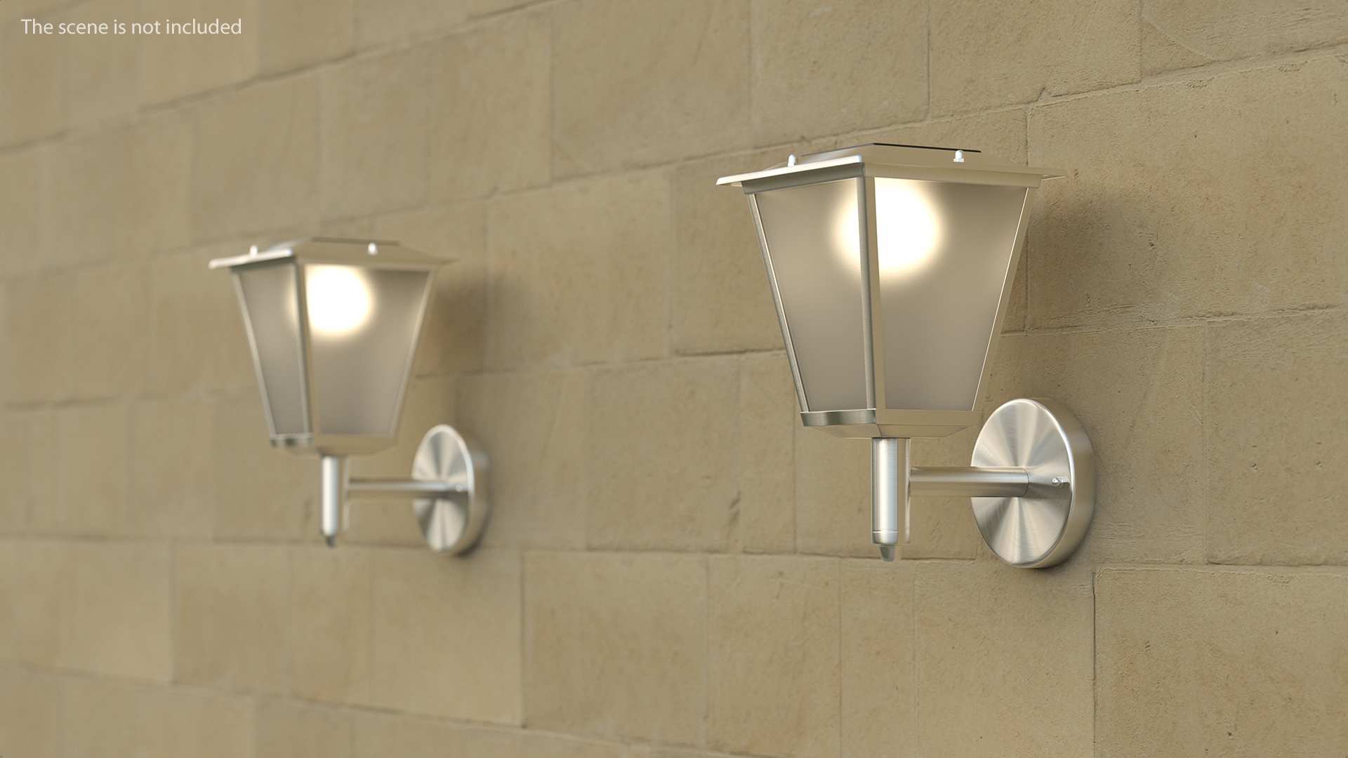 Classical Design Solar Outdoor Wall Lamp Switched On 3D