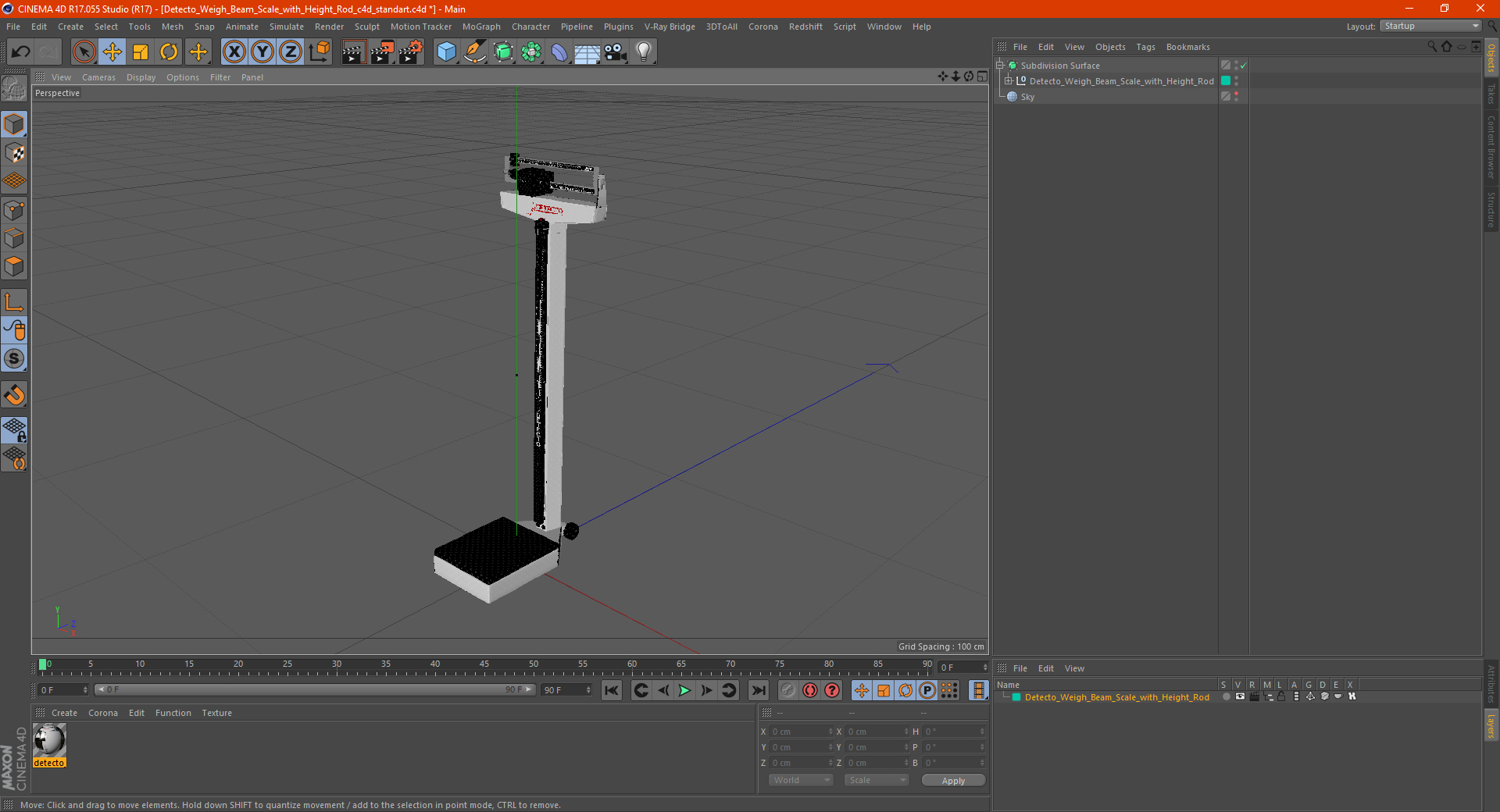 3D model Detecto Weigh Beam Scale with Height Rod