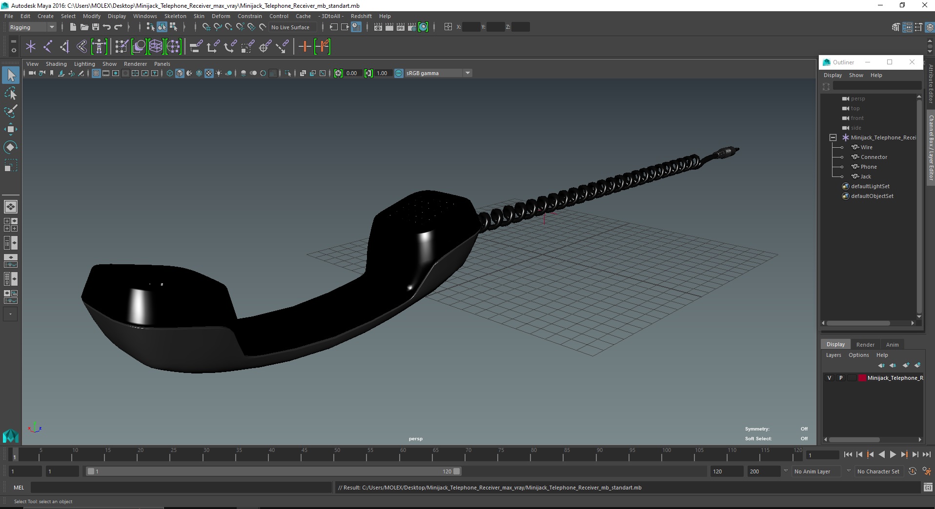 Minijack Telephone Receiver 3D