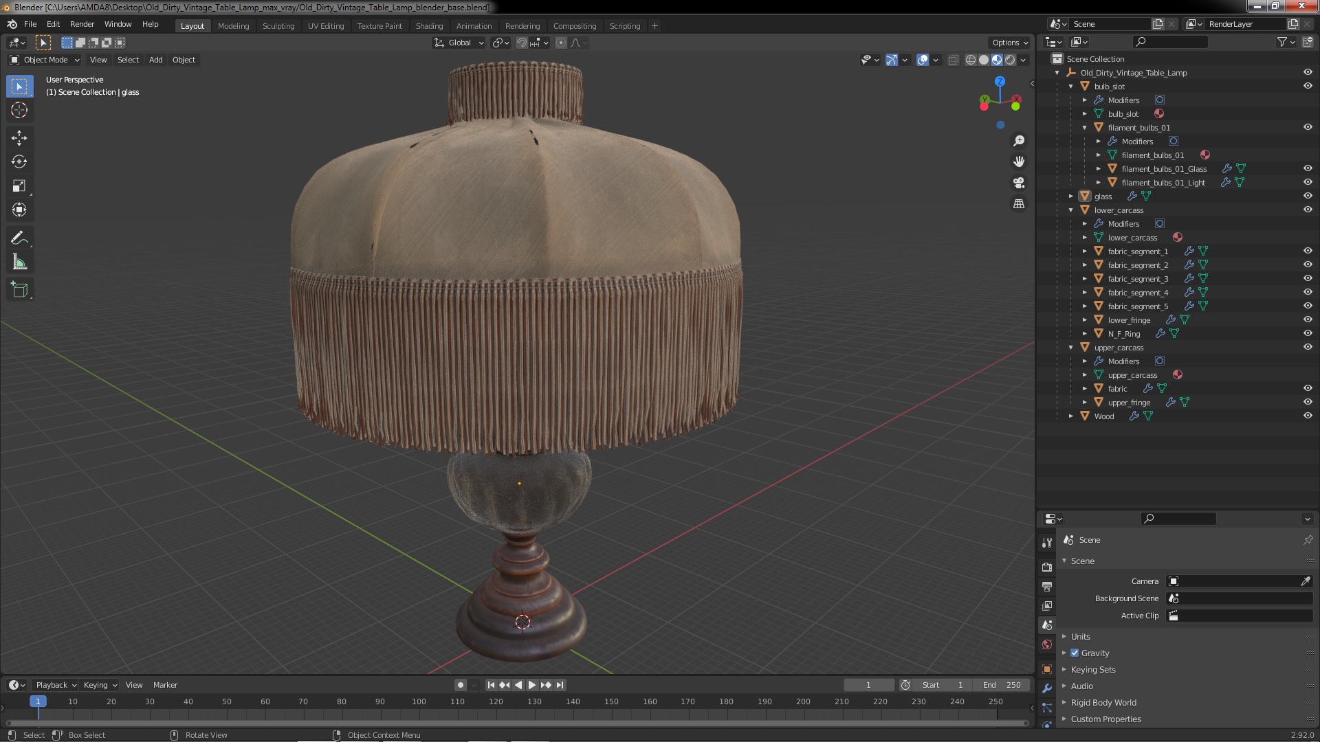 3D Old Dirty Vintage Table Lamp model