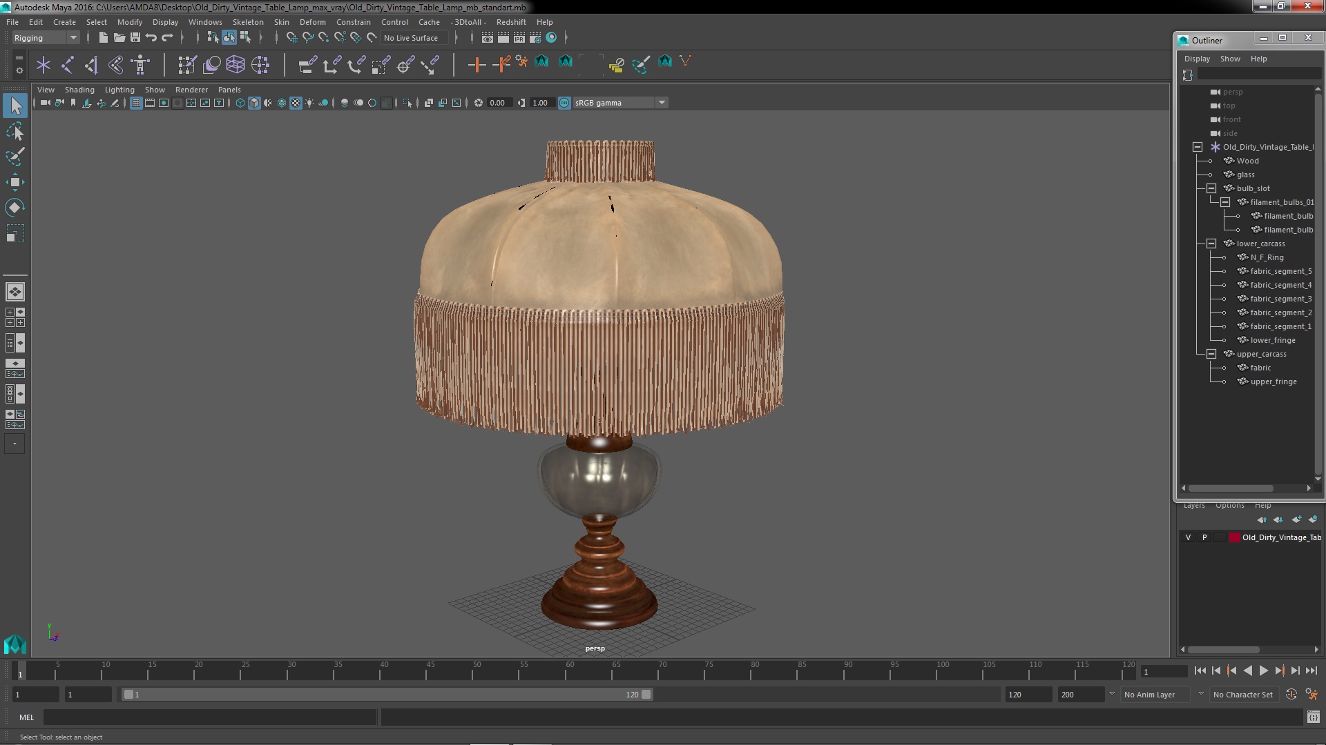 3D Old Dirty Vintage Table Lamp model