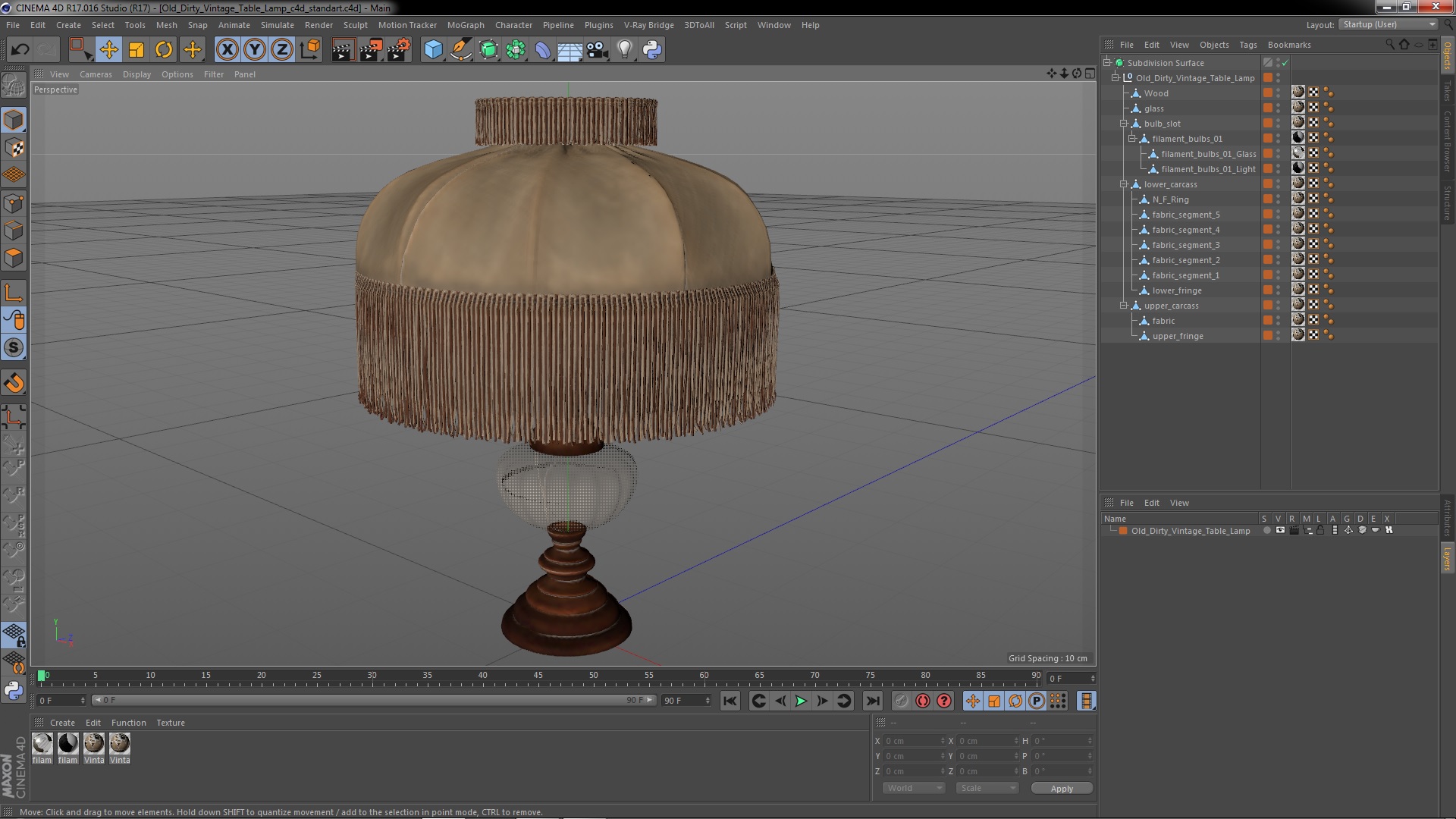 3D Old Dirty Vintage Table Lamp model