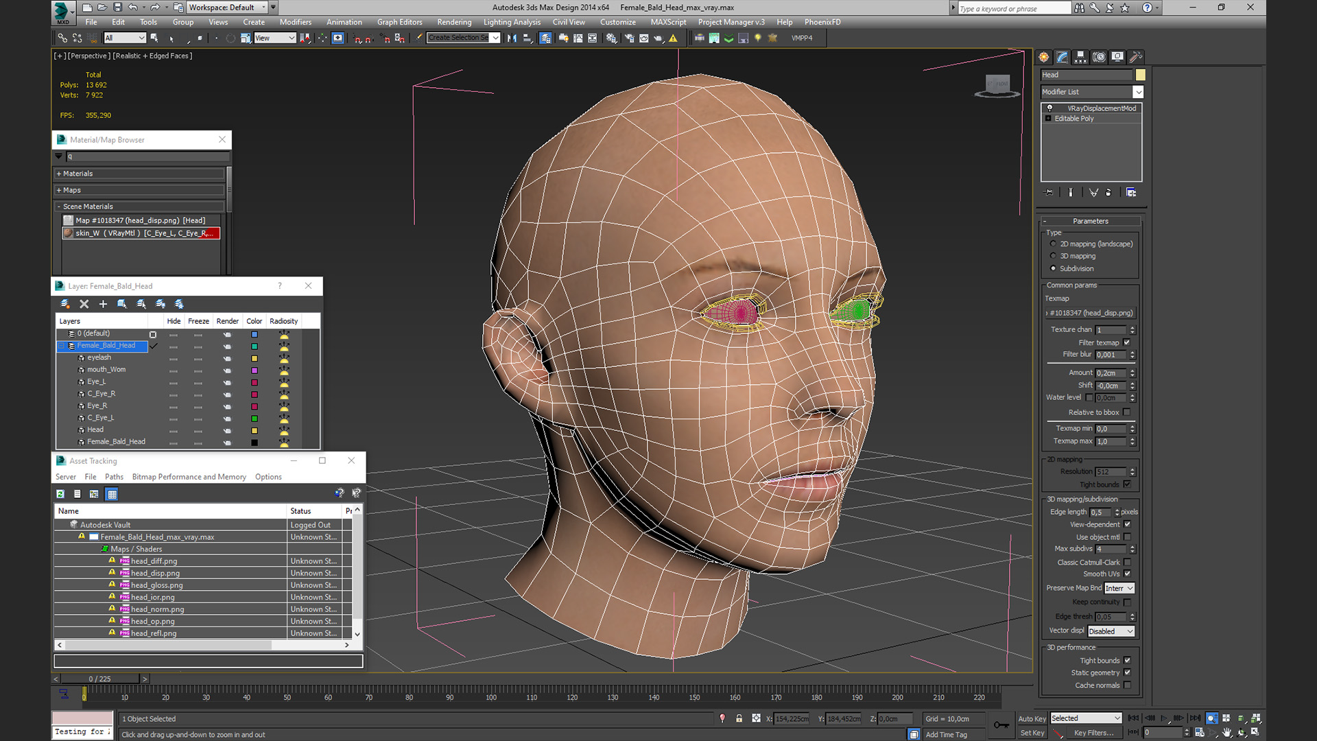 3D Female Bald Head
