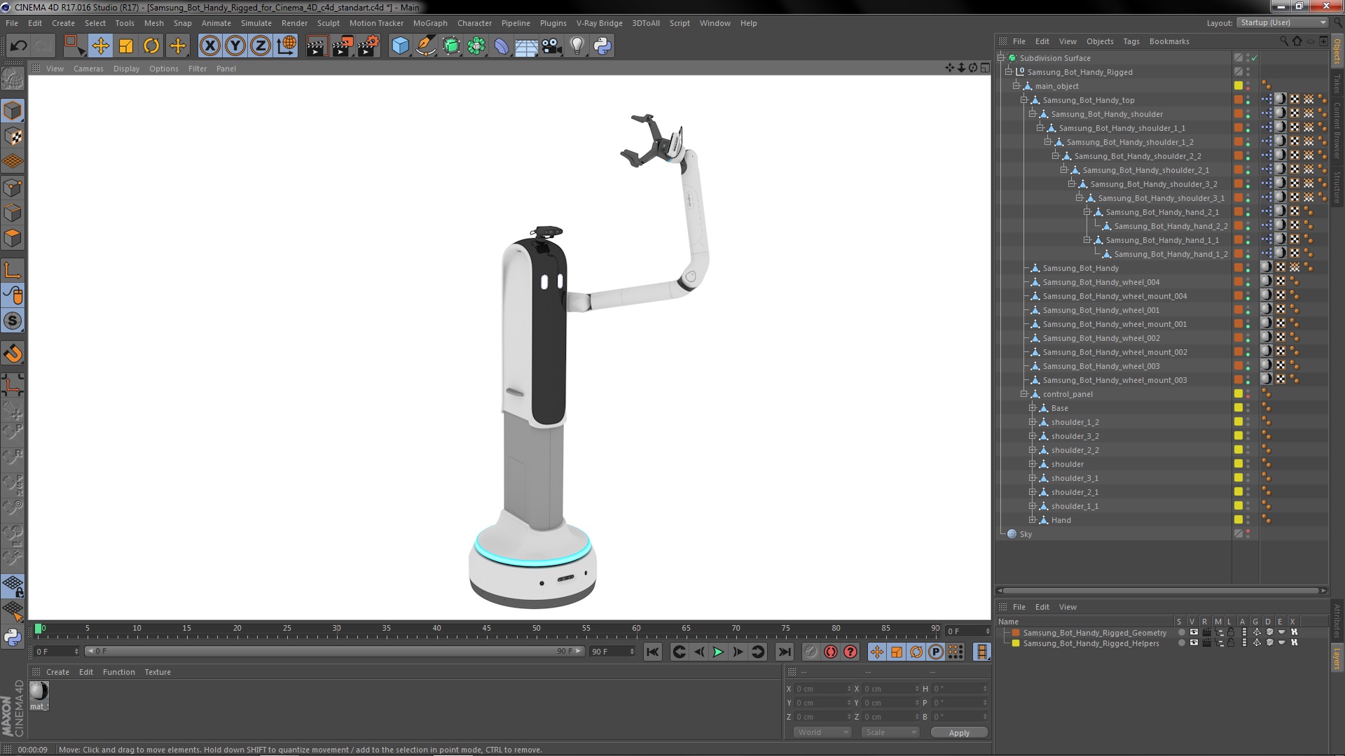 3D Samsung Bot Handy Rigged for Cinema 4D model