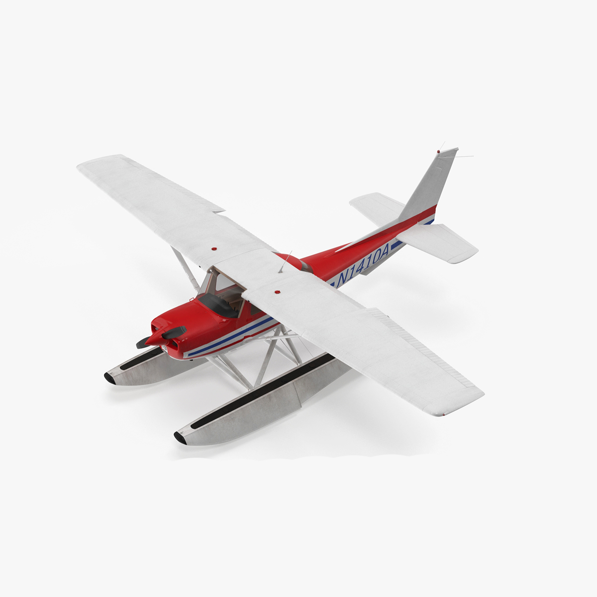 3D Light Propeller Seaplane Cessna 150 Rigged for Cinema 4D