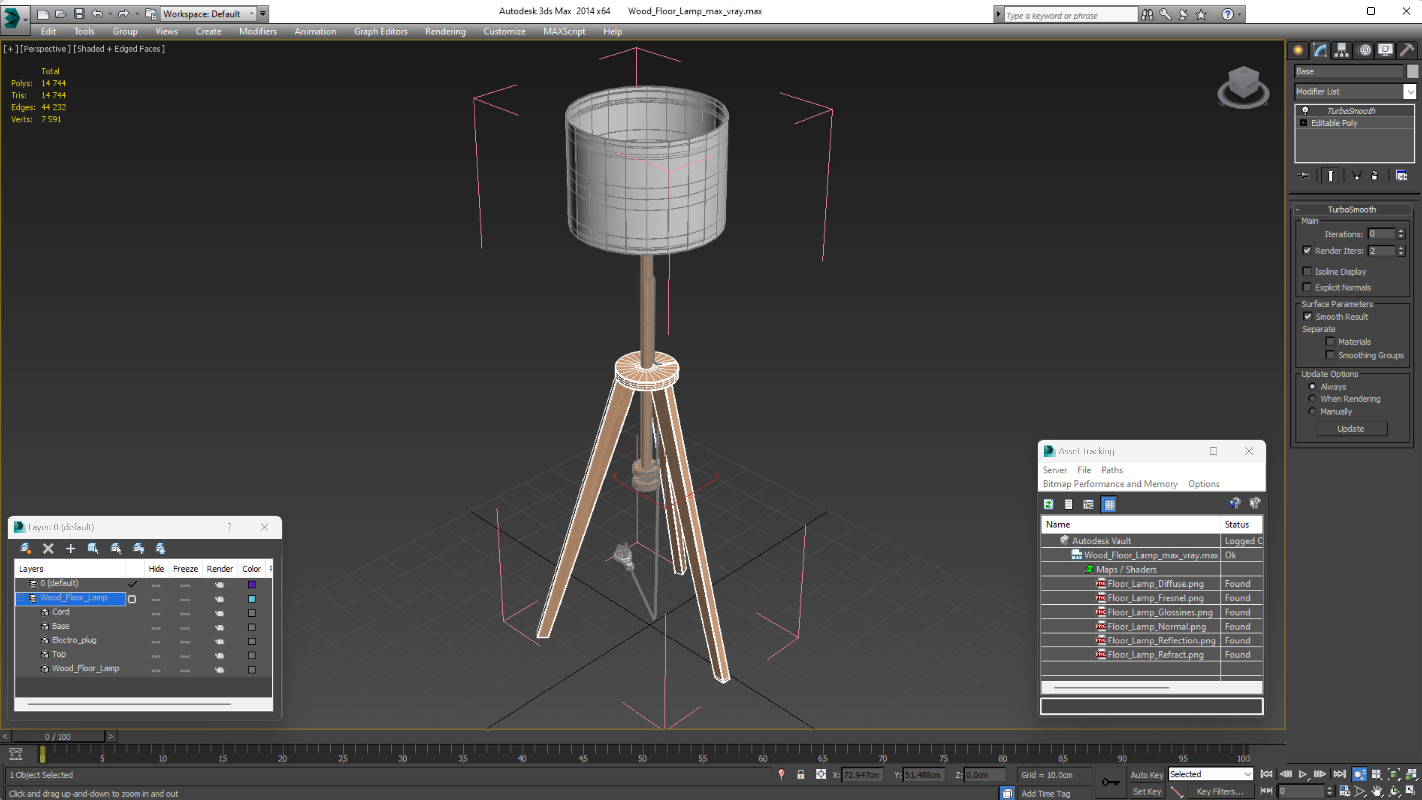 3D model Wood Floor Lamp