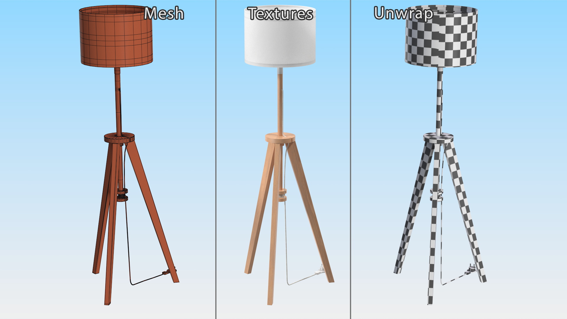 3D model Wood Floor Lamp