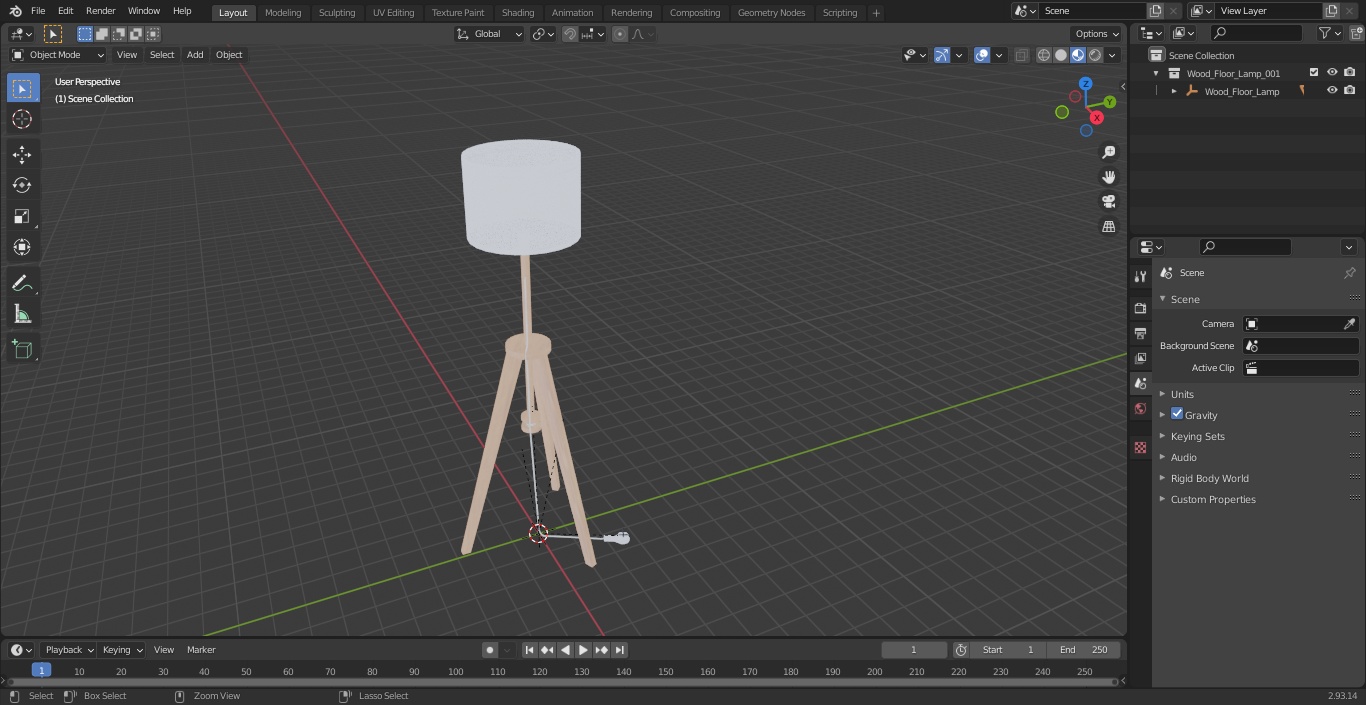 3D model Wood Floor Lamp