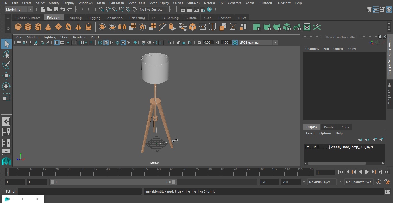 3D model Wood Floor Lamp