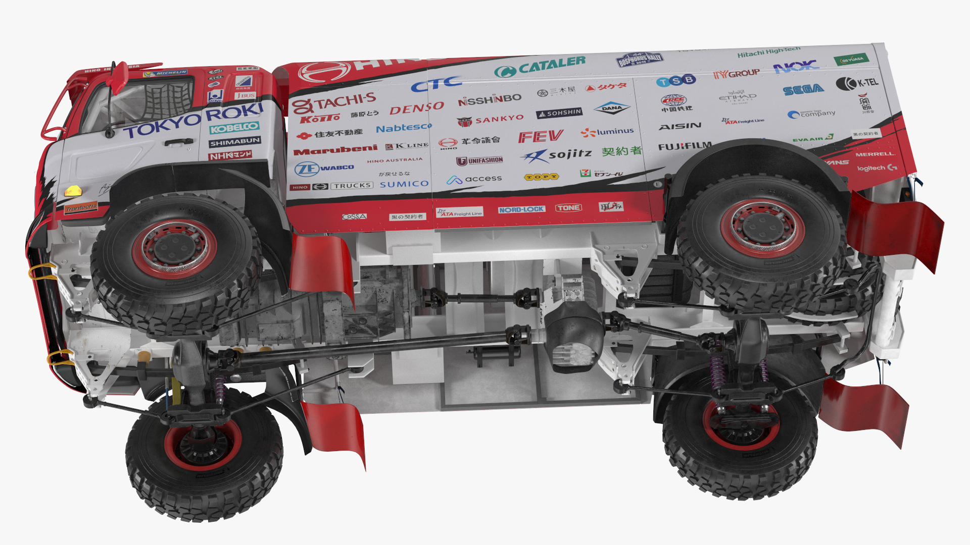 Rally Truck Hino Ranger Lights On Simple Interior 3D model