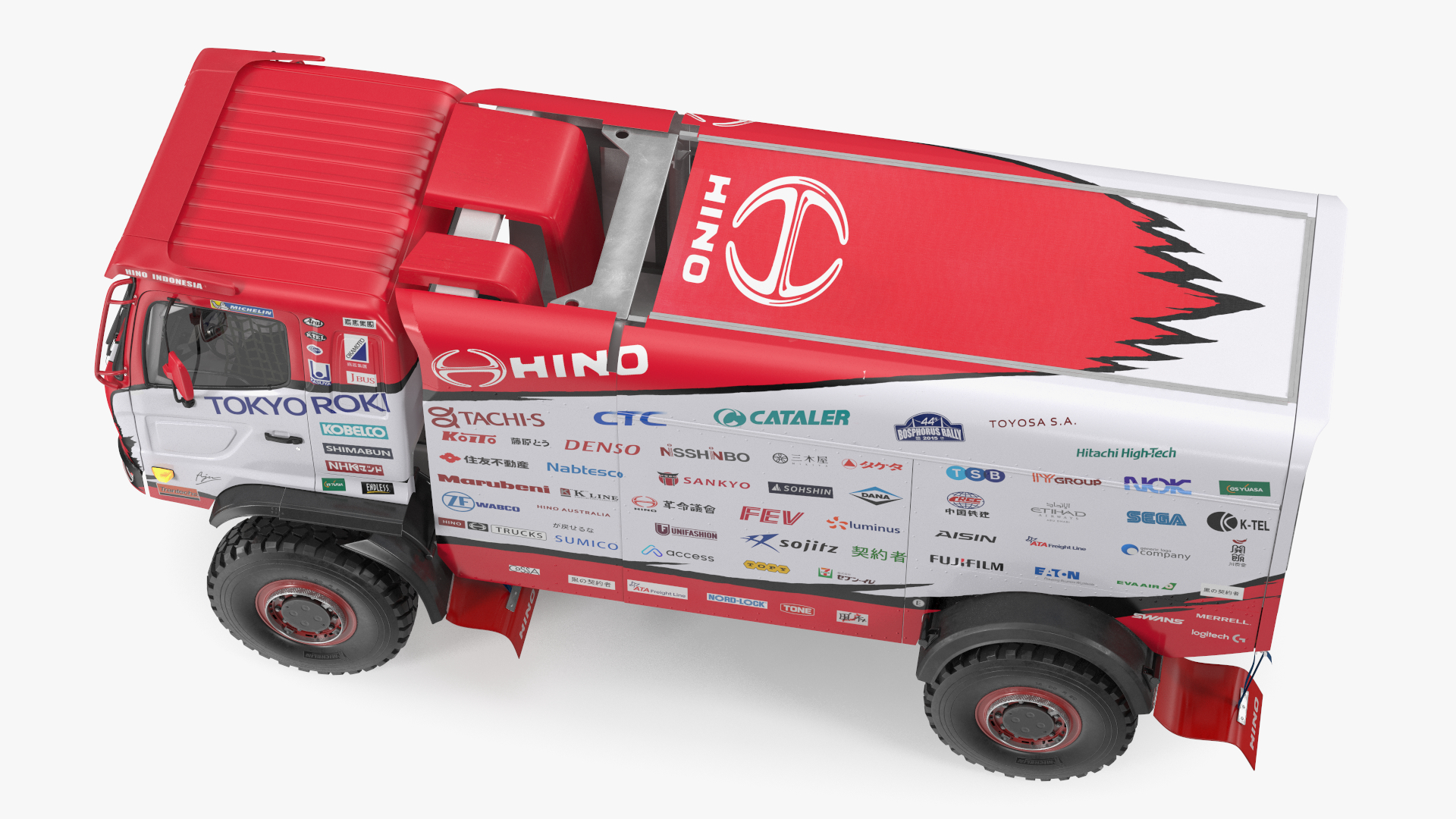 Rally Truck Hino Ranger Lights On Simple Interior 3D model