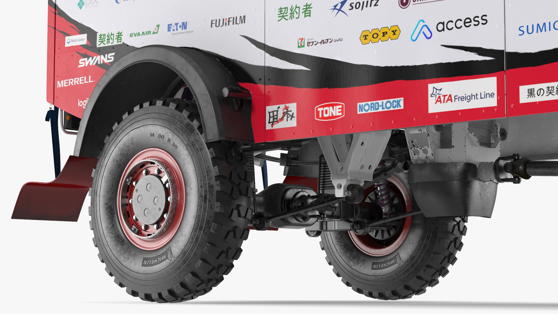 Rally Truck Hino Ranger Lights On Simple Interior 3D model