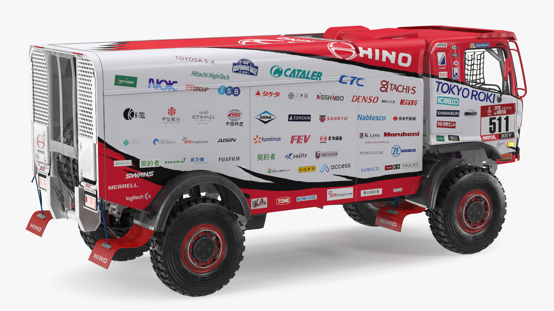 Rally Truck Hino Ranger Lights On Simple Interior 3D model