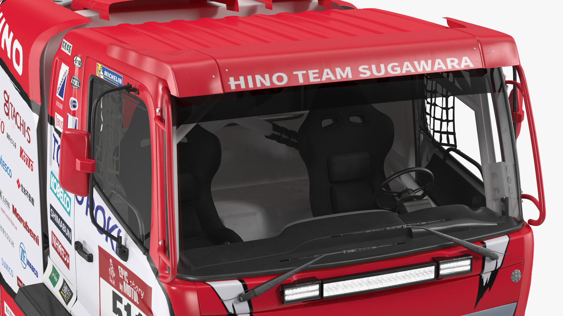 Rally Truck Hino Ranger Lights On Simple Interior 3D model
