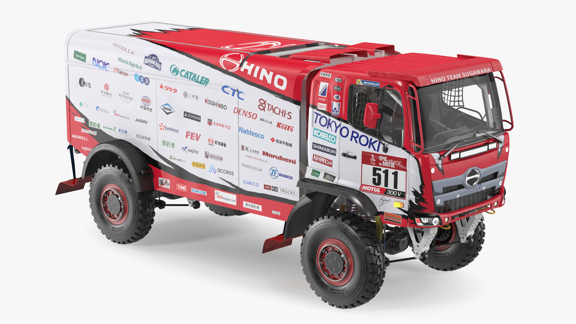 Rally Truck Hino Ranger Lights On Simple Interior 3D model
