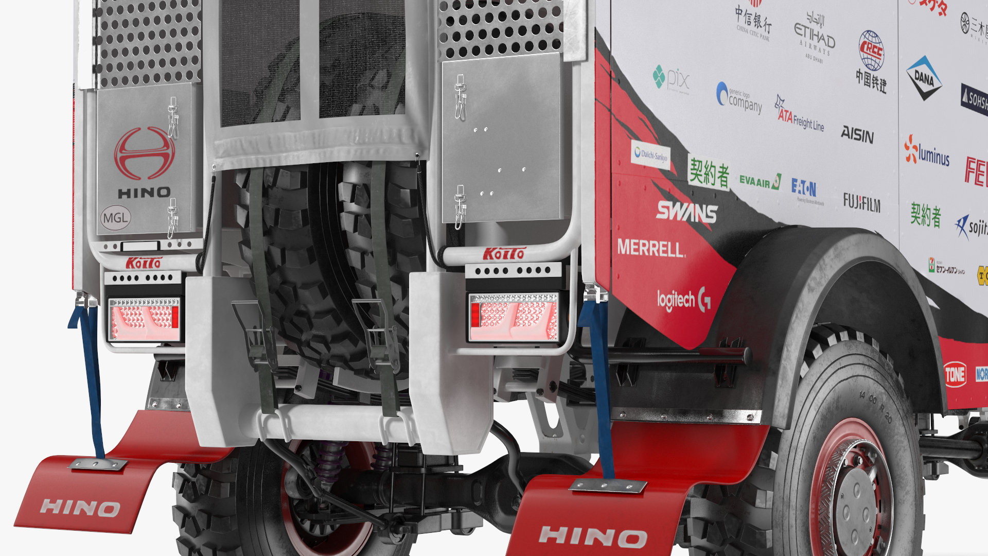 Rally Truck Hino Ranger Lights On Simple Interior 3D model