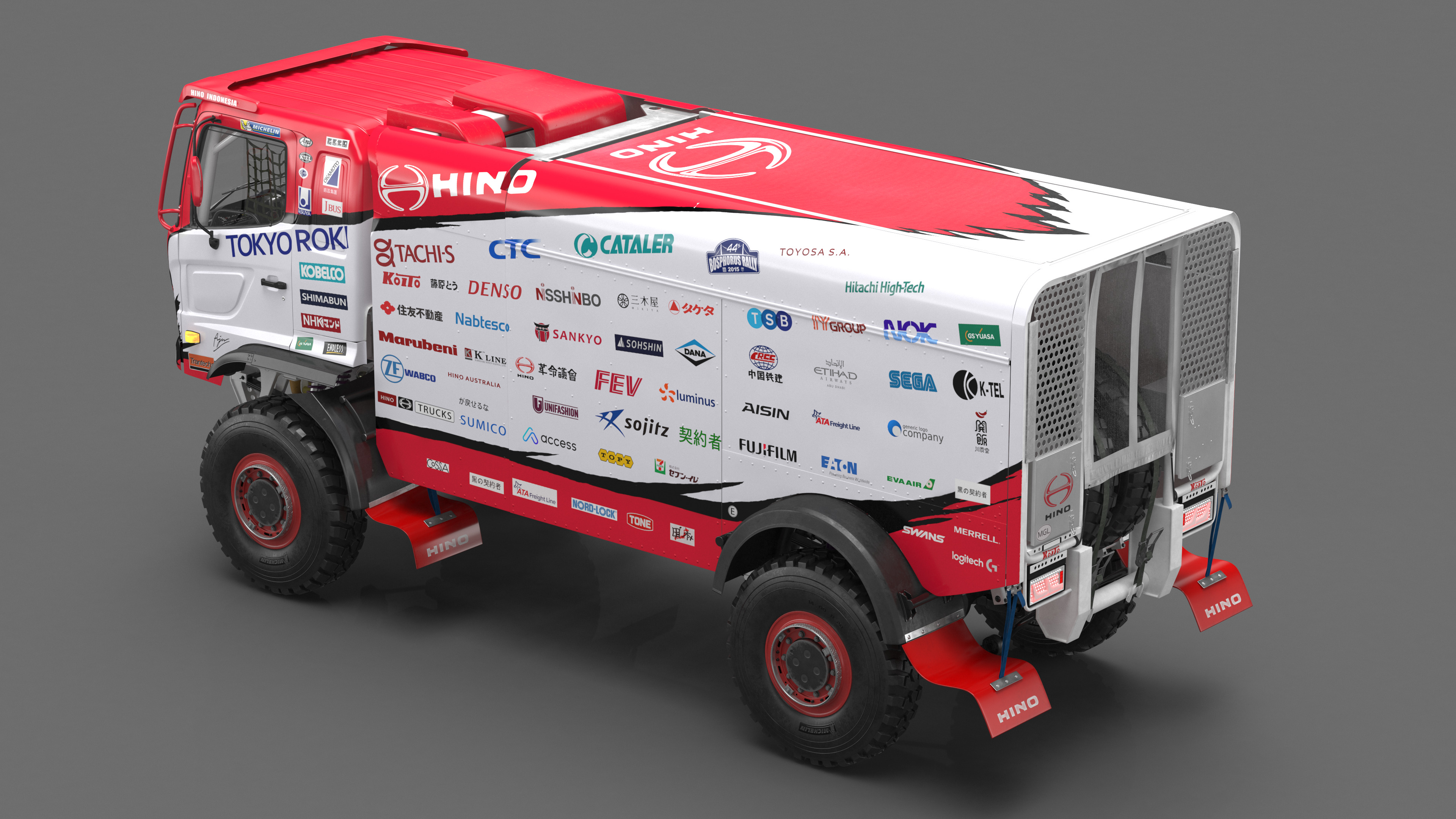 Rally Truck Hino Ranger Lights On Simple Interior 3D model