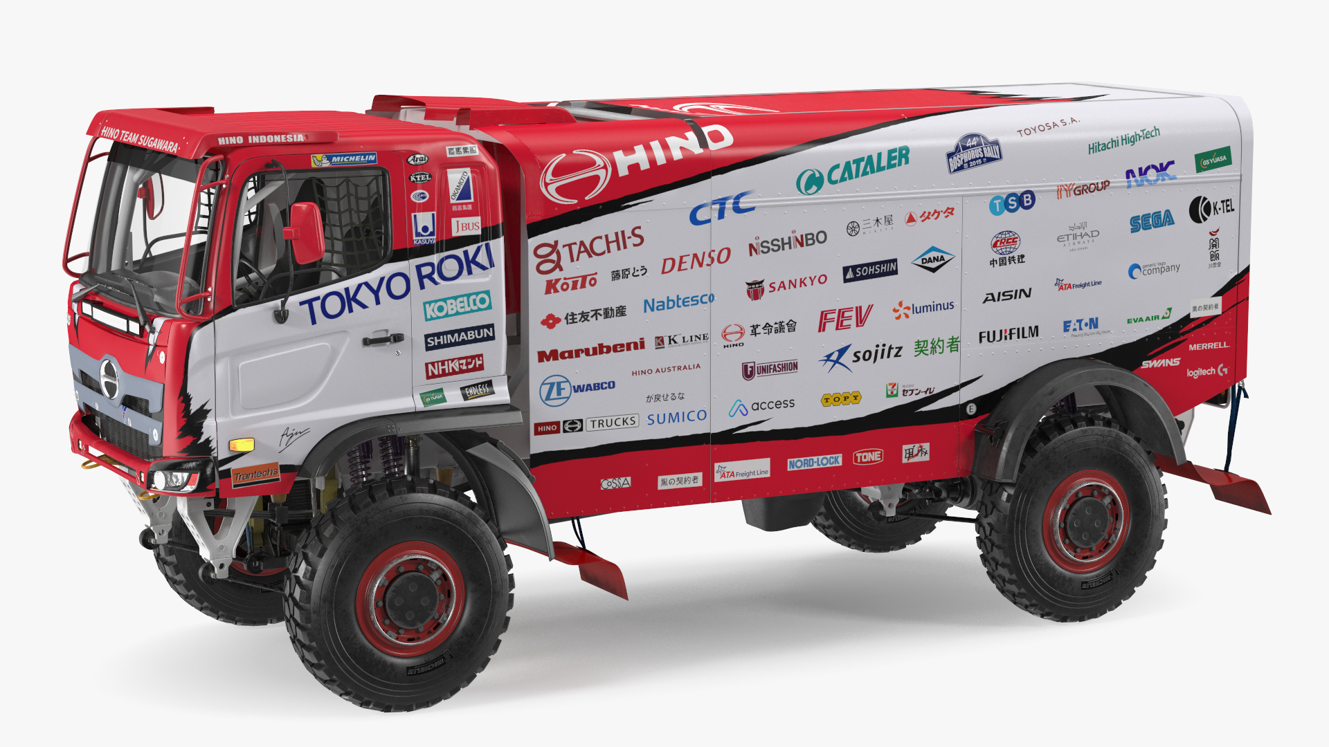 Rally Truck Hino Ranger Lights On Simple Interior 3D model
