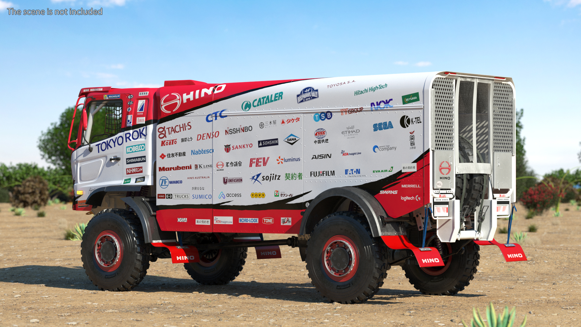 Rally Truck Hino Ranger Lights On Simple Interior 3D model
