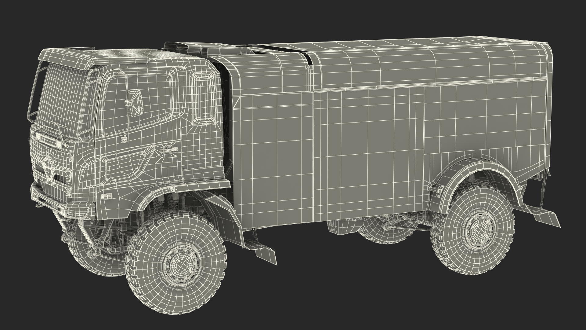 Rally Truck Hino Ranger Lights On Simple Interior 3D model