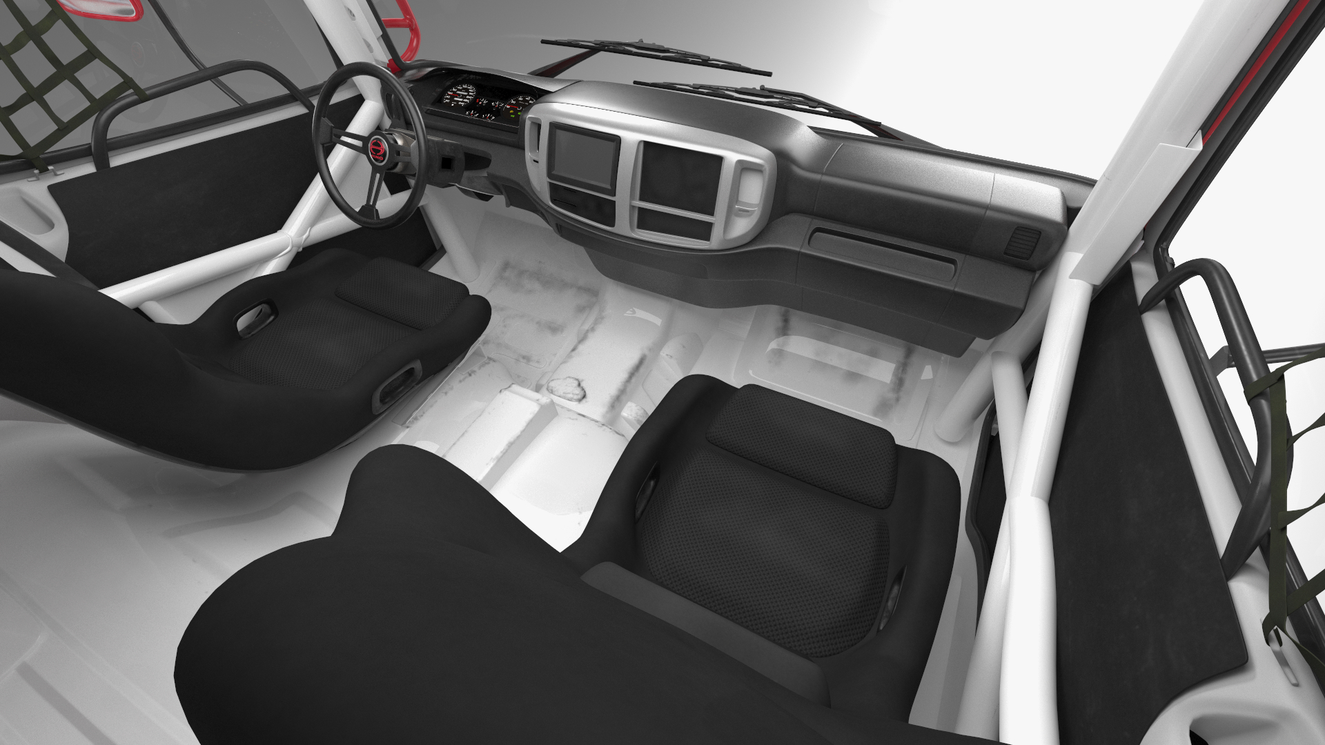 Rally Truck Hino Ranger Lights On Simple Interior 3D model