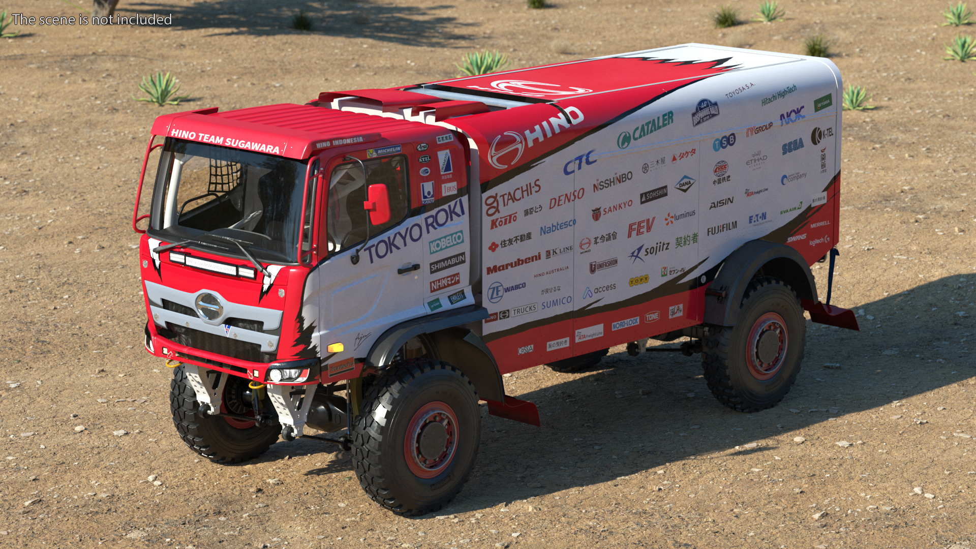 Rally Truck Hino Ranger Lights On Simple Interior 3D model