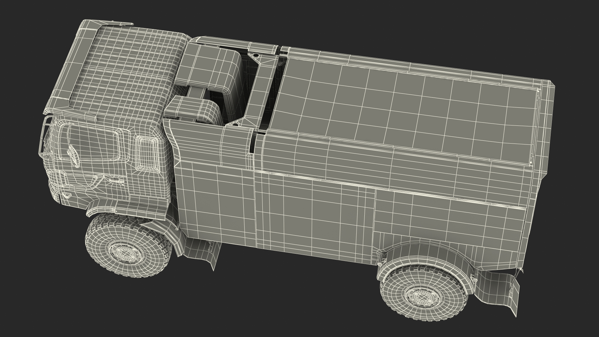 Rally Truck Hino Ranger Lights On Simple Interior 3D model