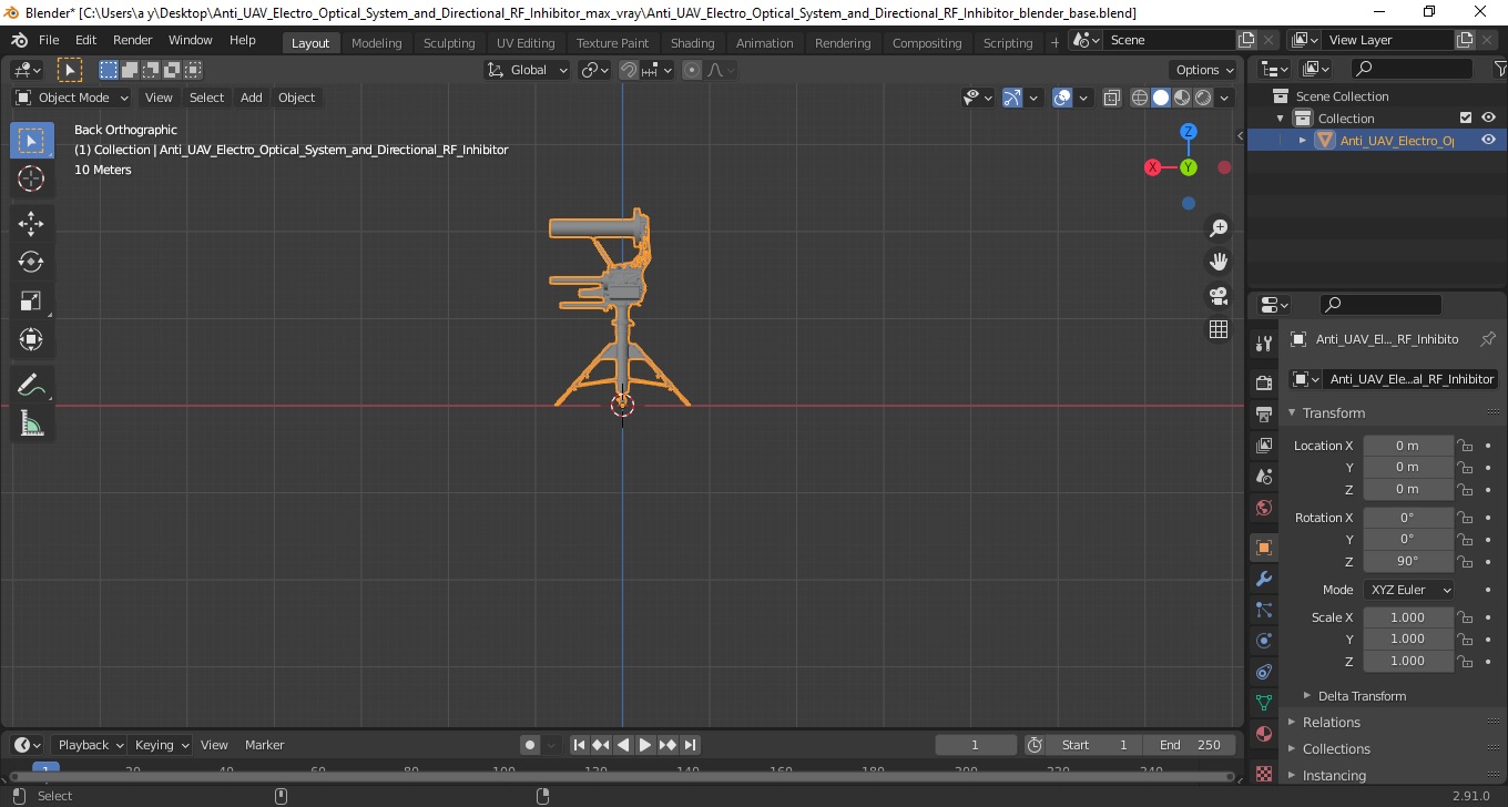 3D model Anti UAV Electro Optical System and Directional RF Inhibitor