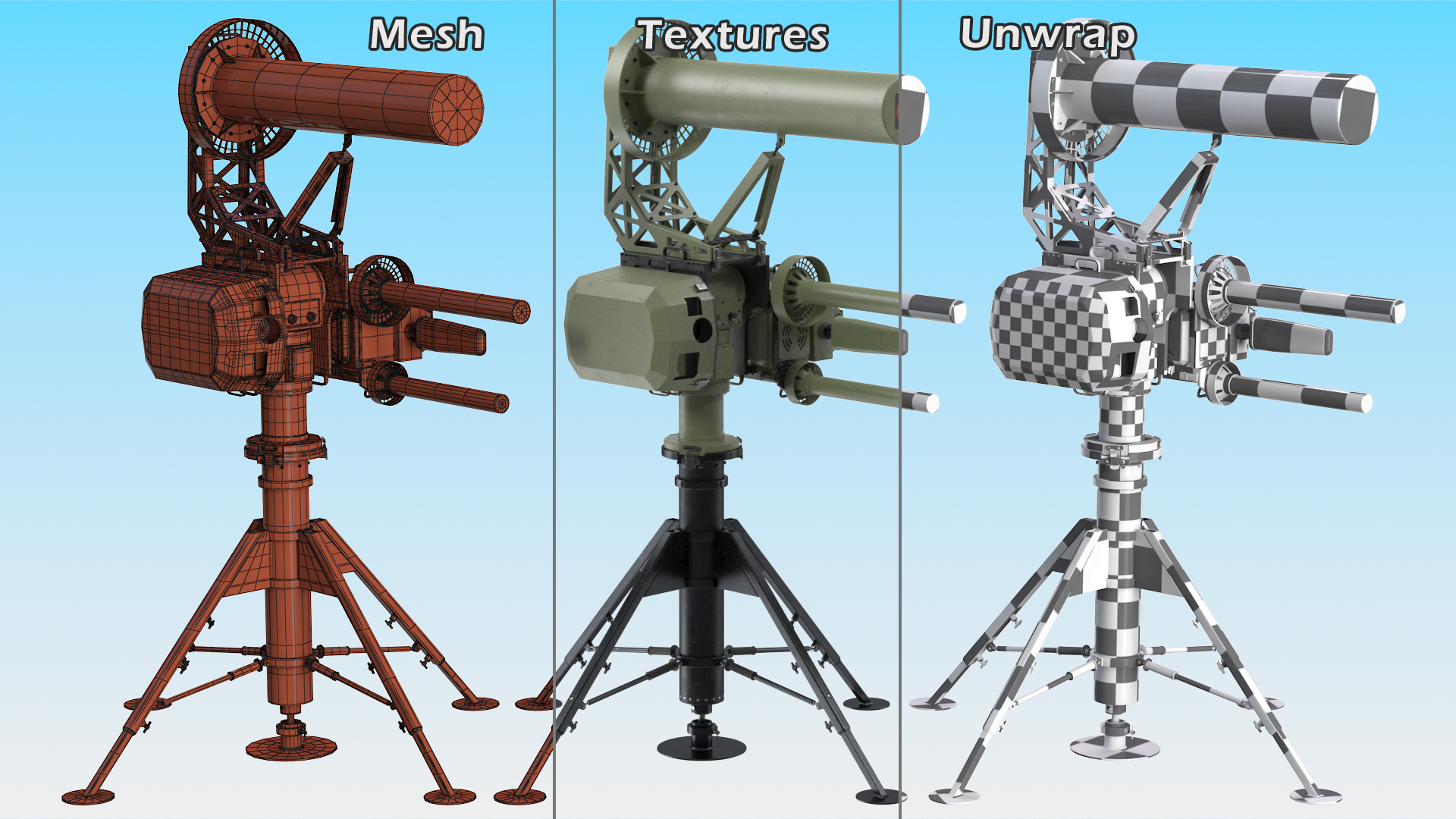 3D model Anti UAV Electro Optical System and Directional RF Inhibitor
