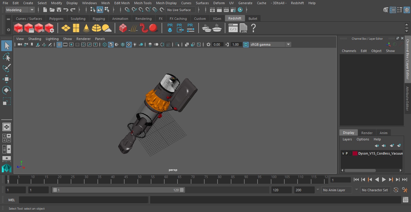 3D model Dyson V15 Cordless Vacuum Cleaner with Combi Brush