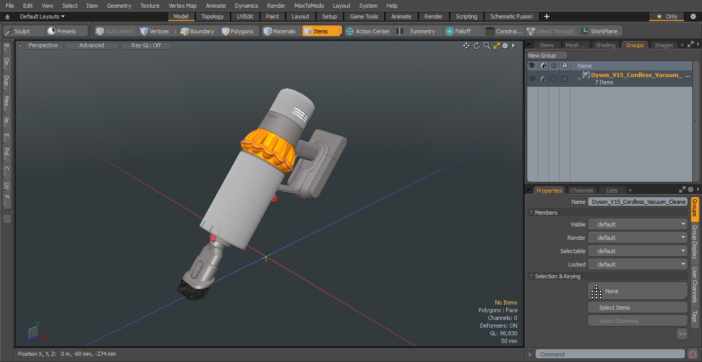 3D model Dyson V15 Cordless Vacuum Cleaner with Combi Brush