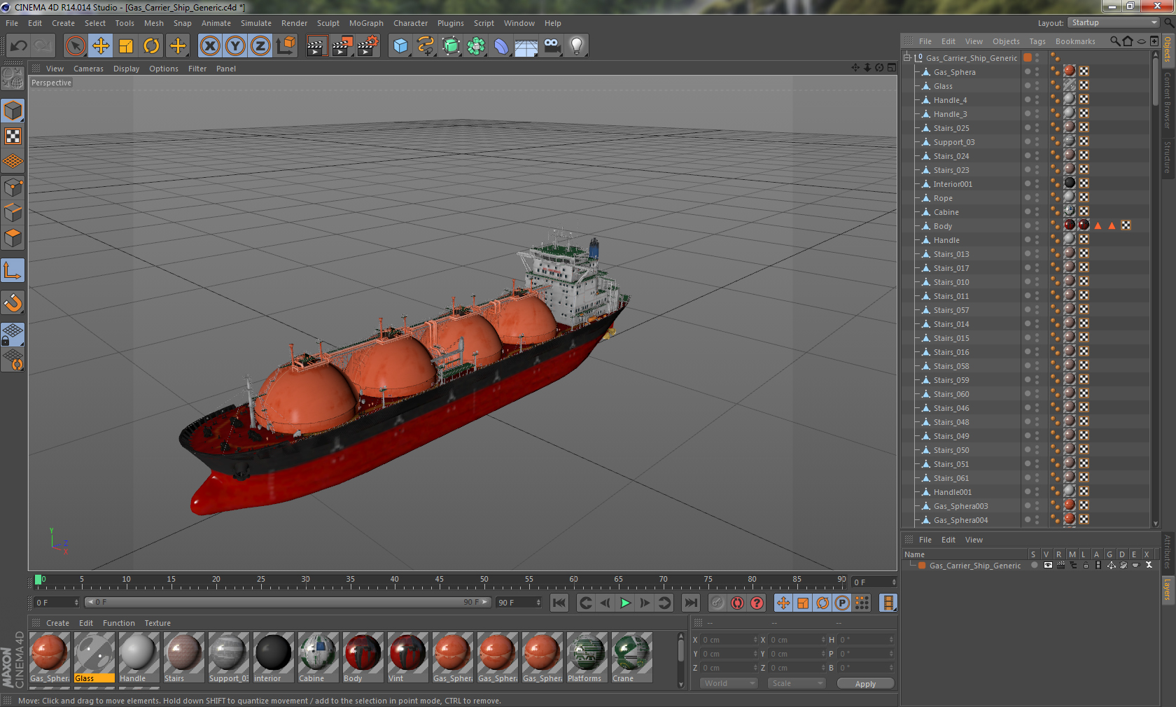 Gas Carrier Ship Generic 3D model
