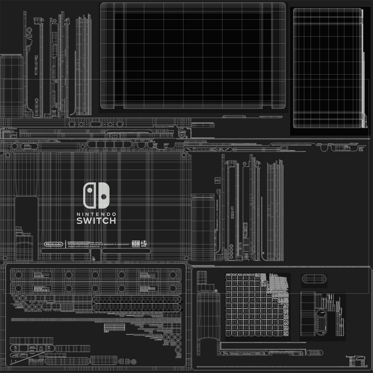 3D Nintendo Switch with Gray Joy Con model
