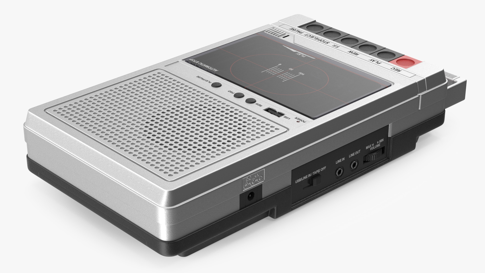 3D QFX RETRO 39 Shoebox Tape Recorder Silver