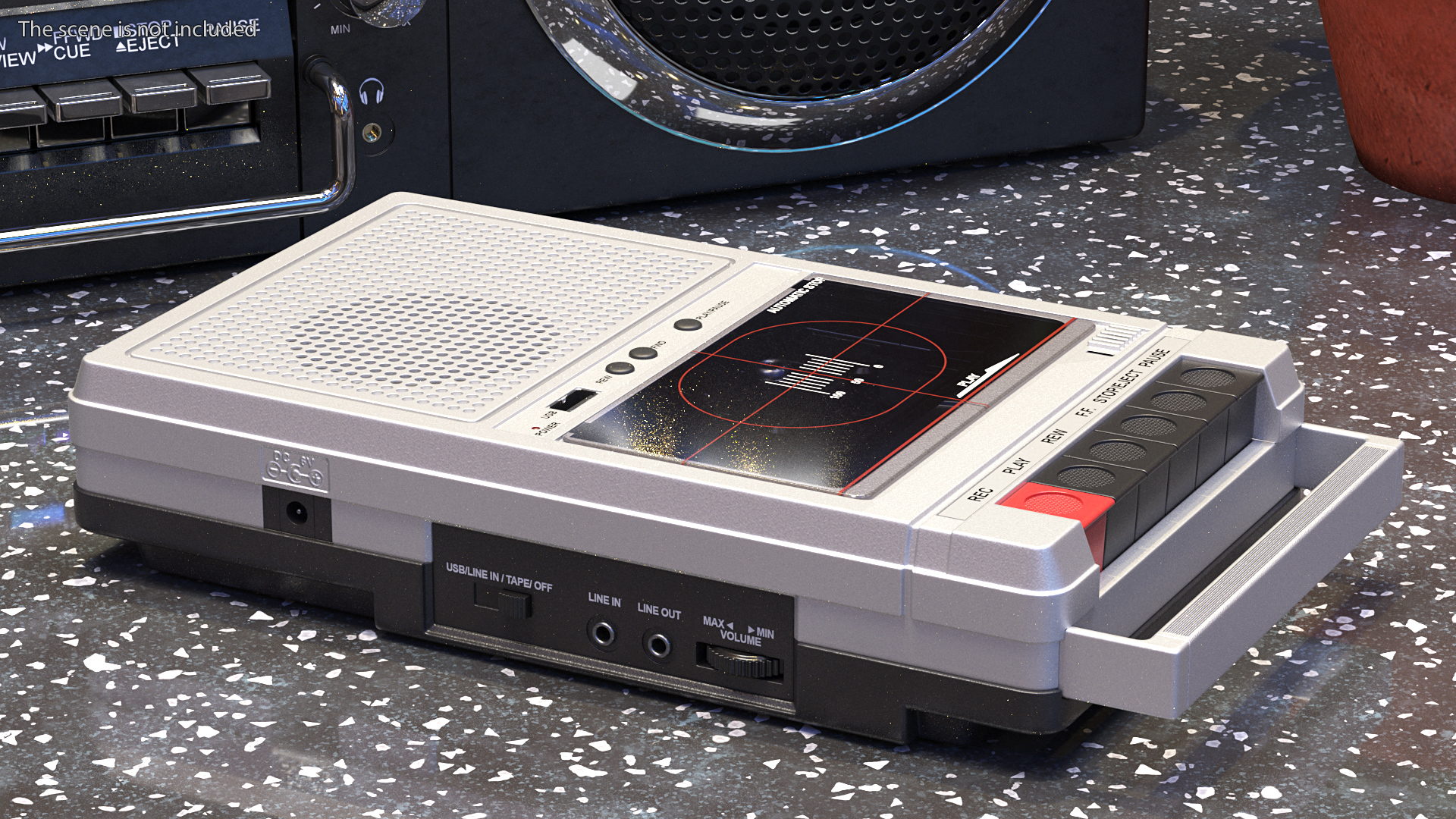 3D QFX RETRO 39 Shoebox Tape Recorder Silver