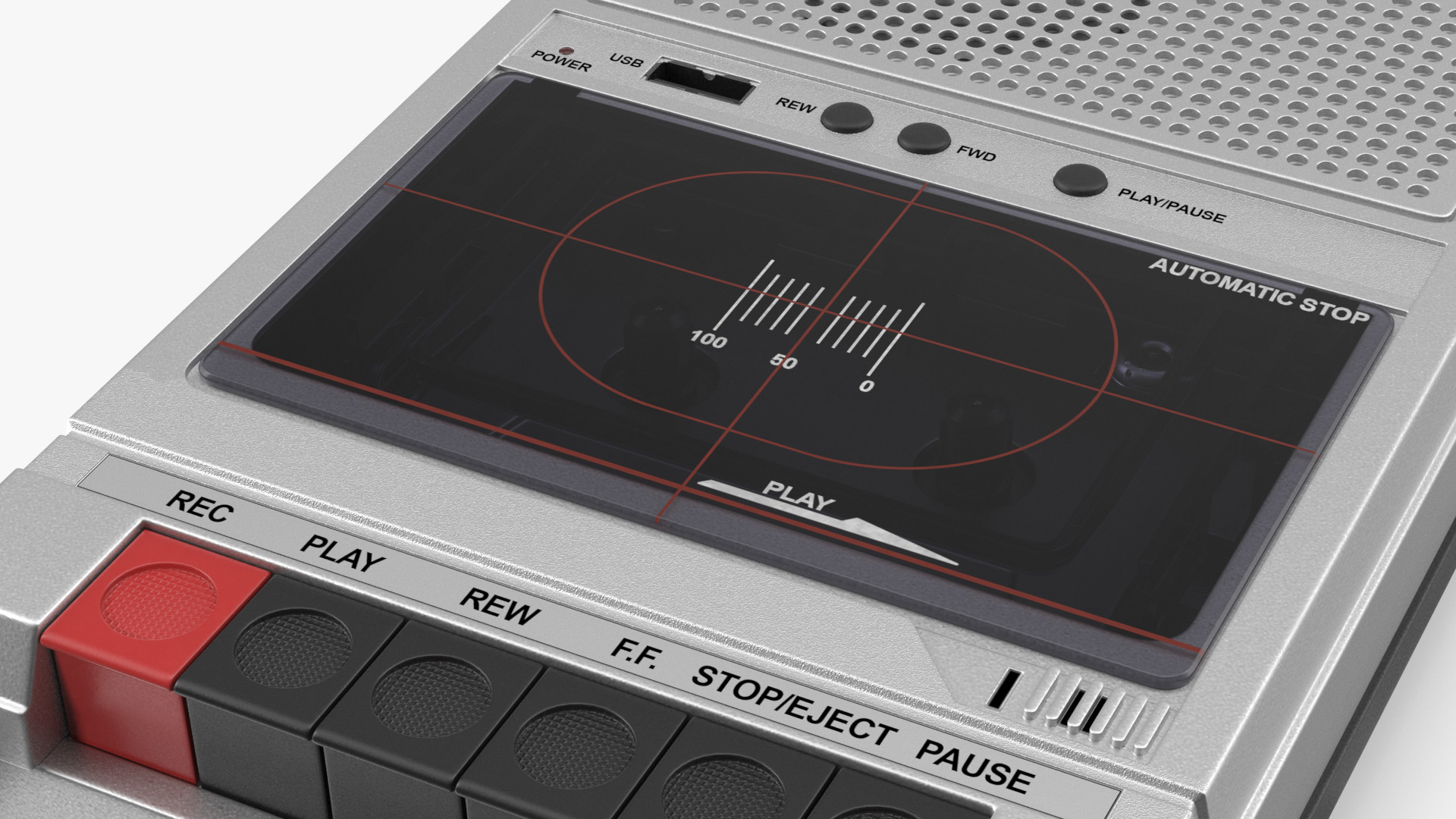 3D QFX RETRO 39 Shoebox Tape Recorder Silver