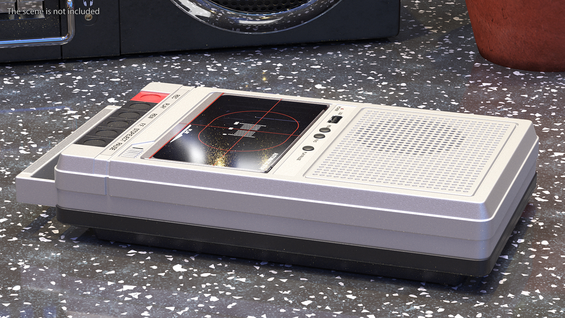 3D QFX RETRO 39 Shoebox Tape Recorder Silver