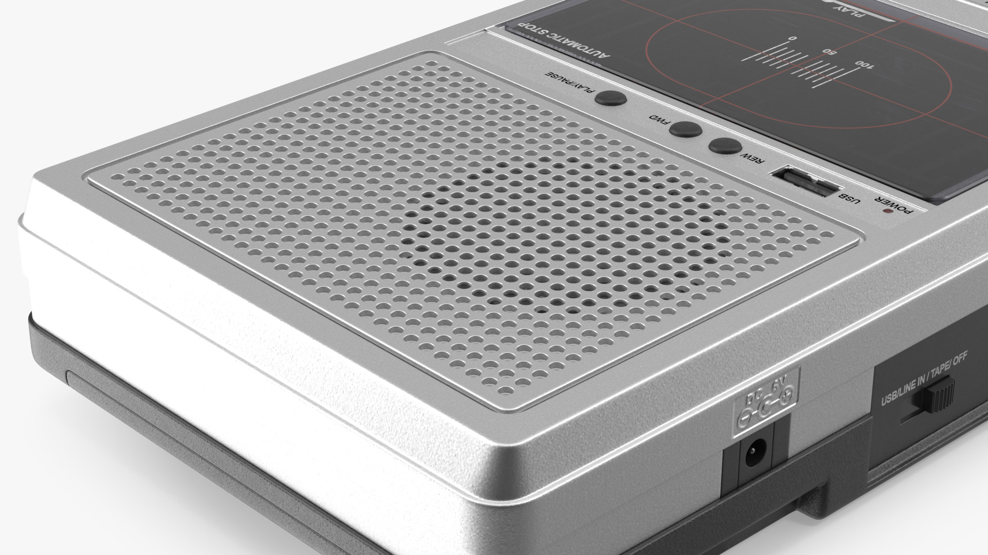 3D QFX RETRO 39 Shoebox Tape Recorder Silver