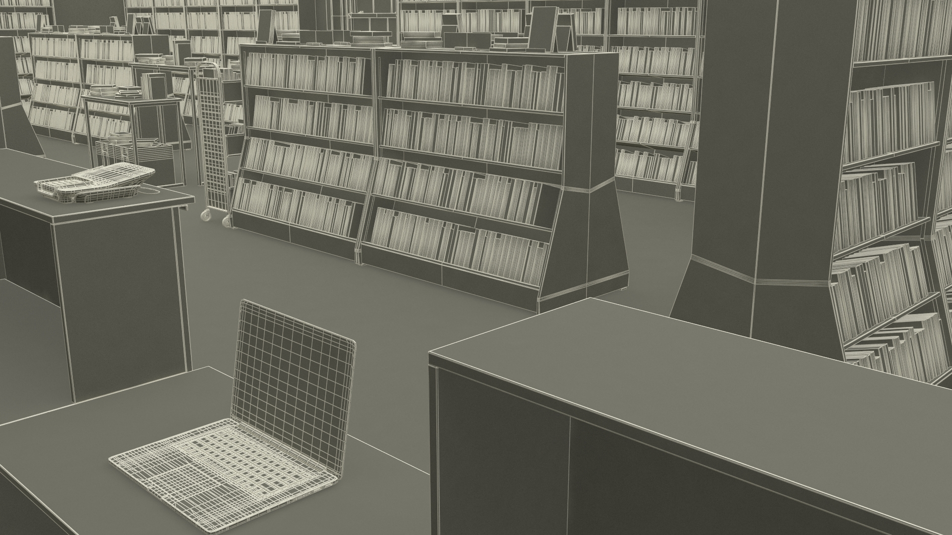 Book Store Interior 3D model