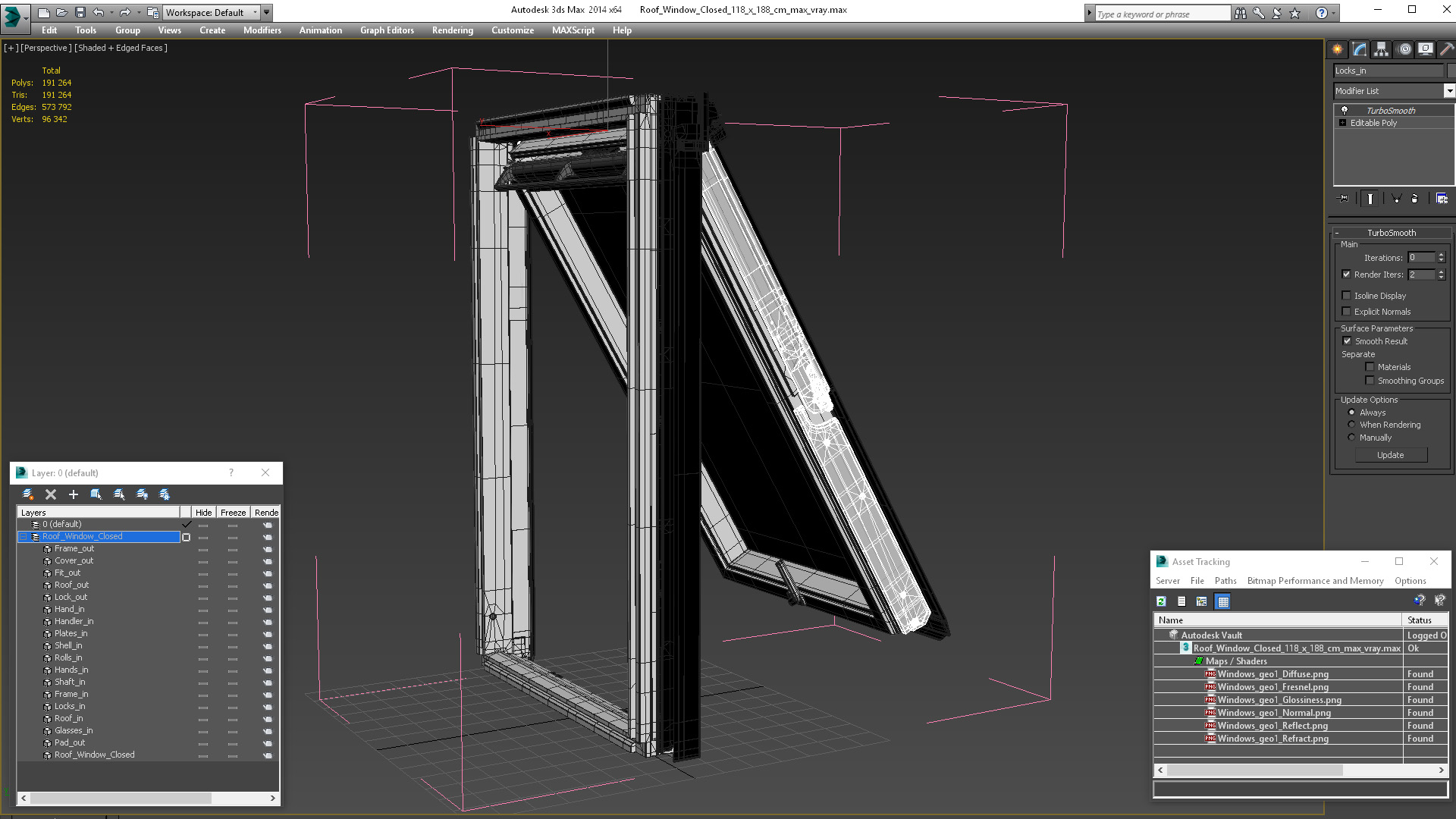 Roof Window Open 118 x 188 cm 3D model