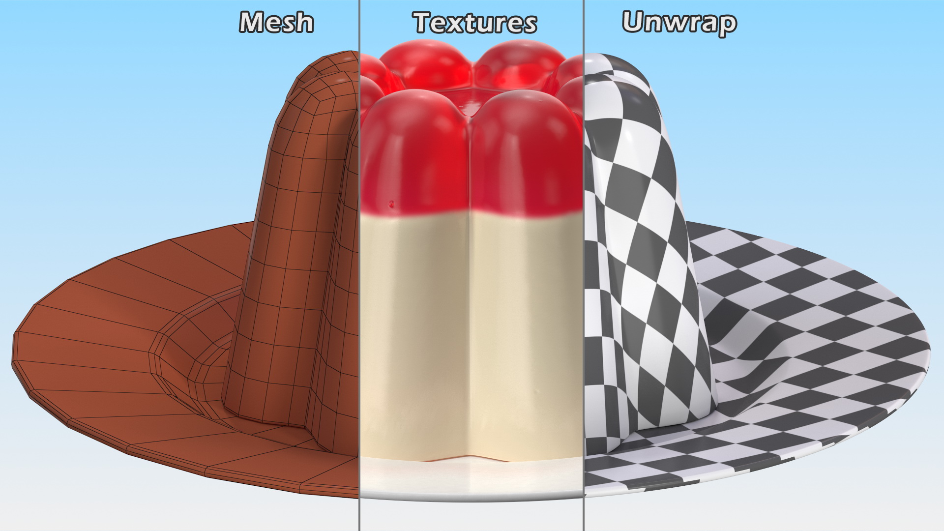 3D Jelly Pudding Chery Milk on Plate model