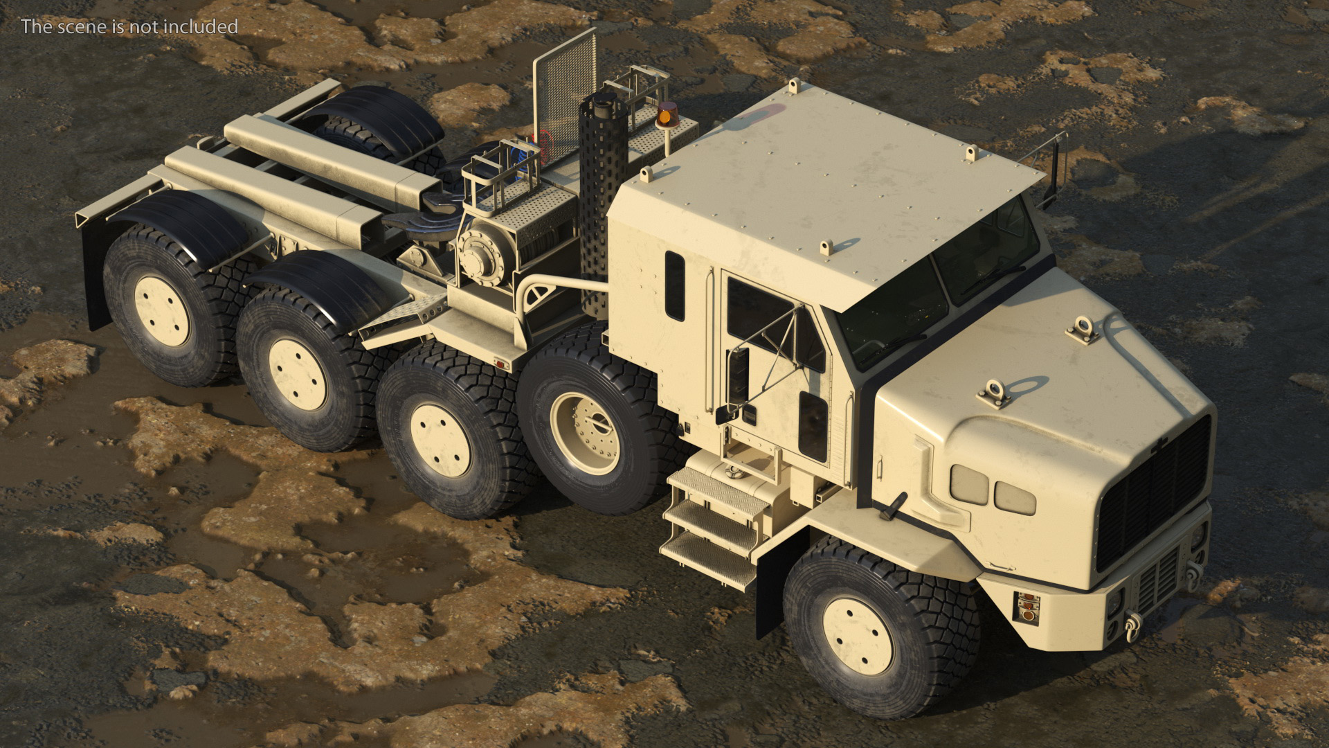 Oshkosh Global HET A1 Transporter Desert Camo Rigged 3D