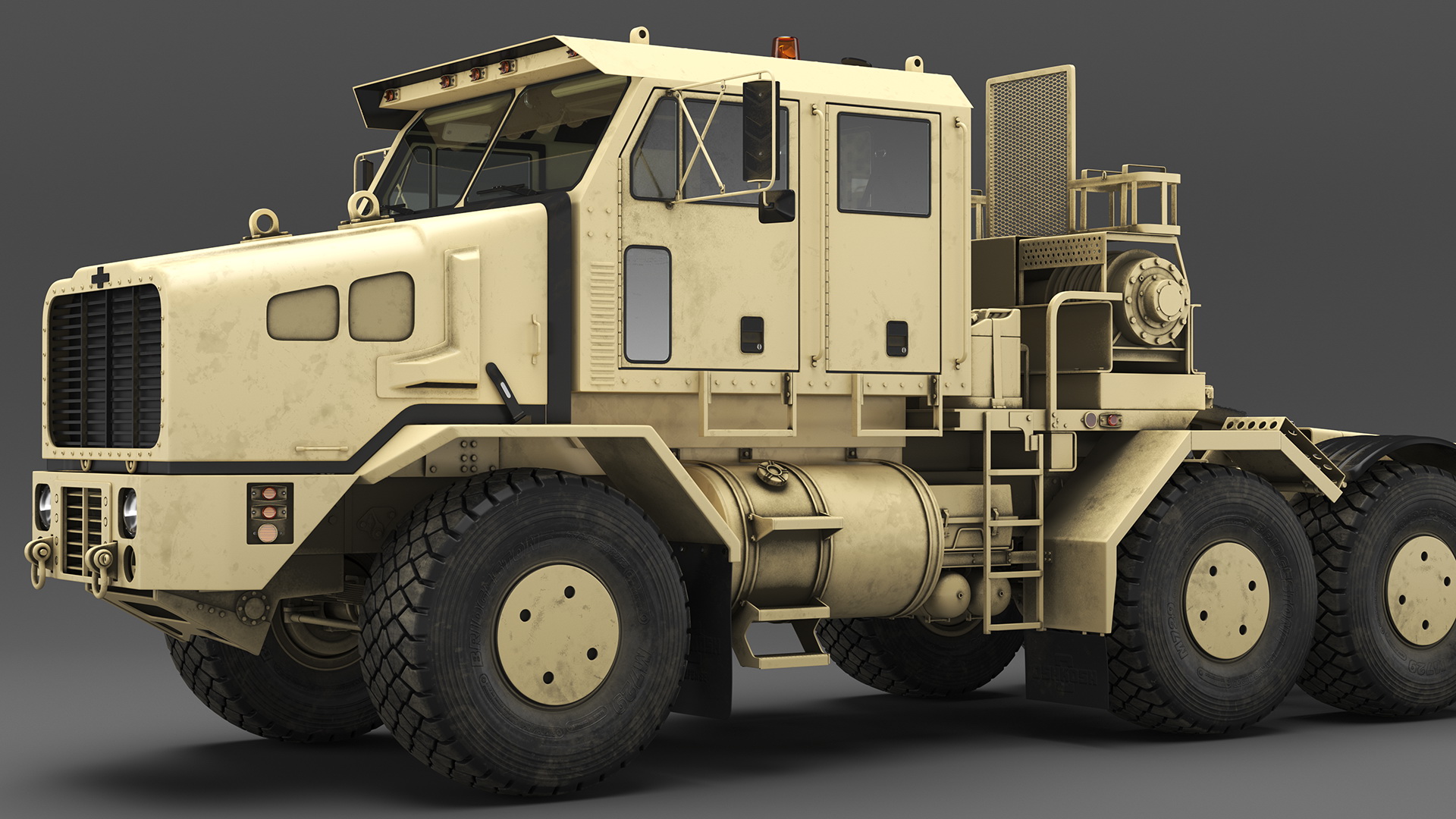 Oshkosh Global HET A1 Transporter Desert Camo Rigged 3D