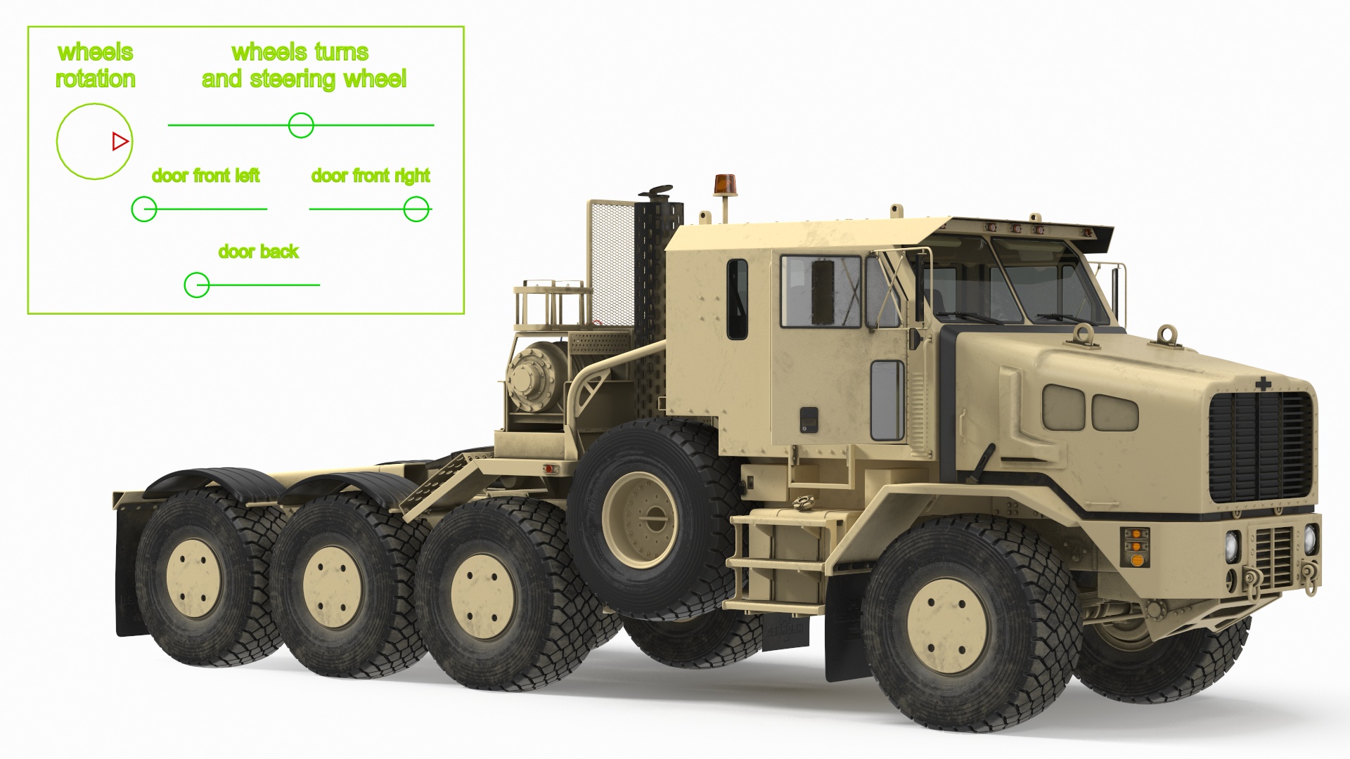 Oshkosh Global HET A1 Transporter Desert Camo Rigged 3D
