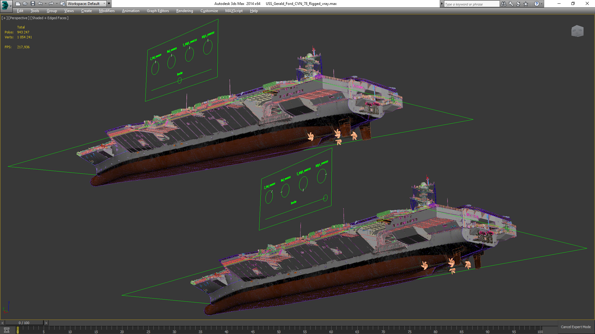 3D USS Gerald Ford CVN 78 Rigged for Maya model