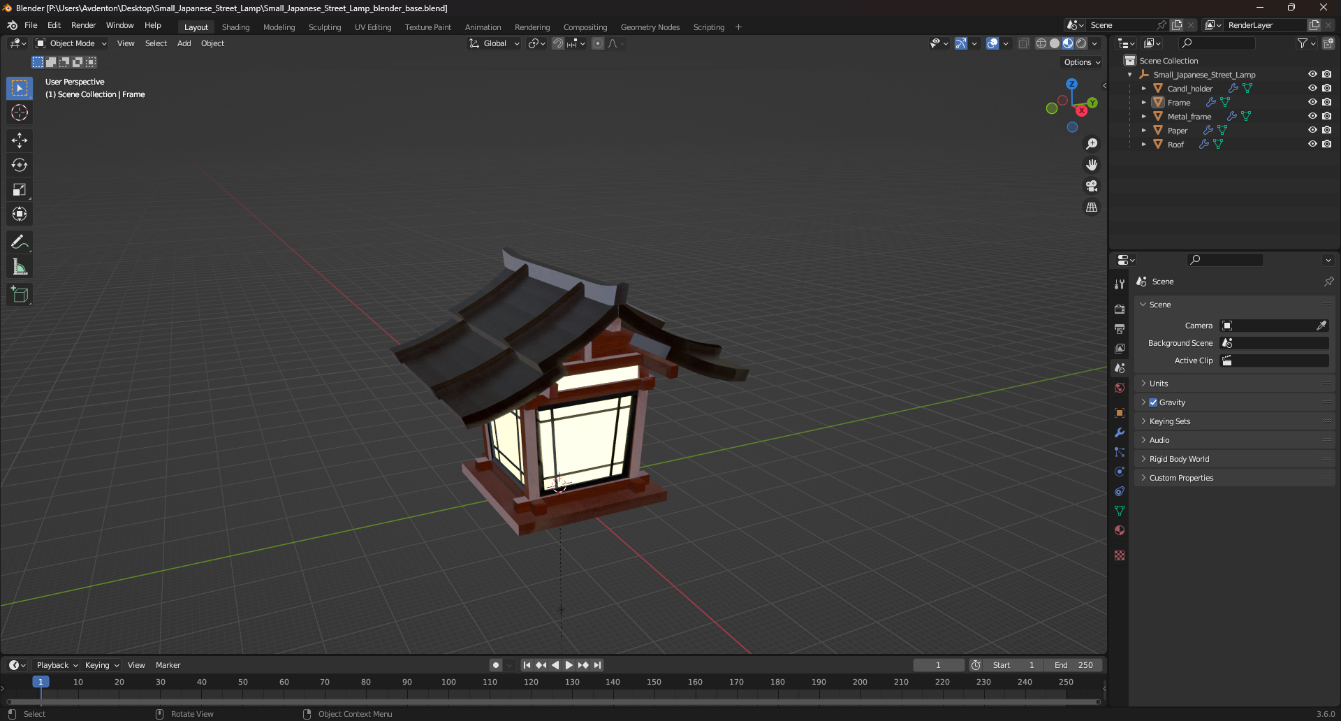 3D Small Japanese Street Lamp